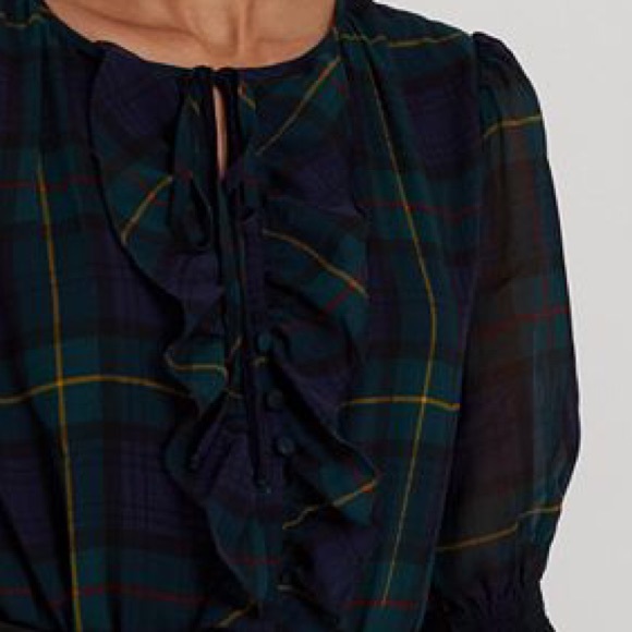 Lauren Ralph Lauren Plaid Crinkle Georgette Dress - Picture 4 of 6